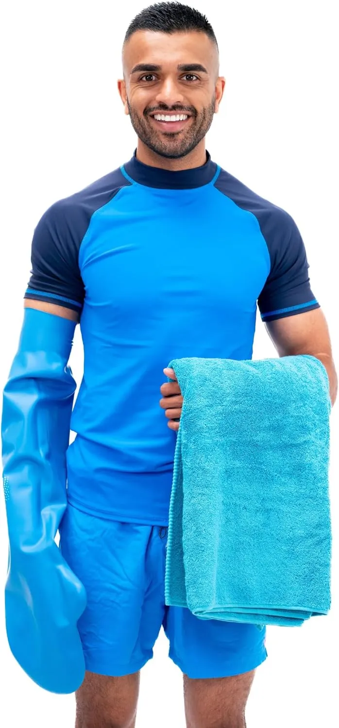 Bloccs 100% Waterproof Cast Covers for Shower Arm- Swim Cover, Cast Bag for Bath. Durable Cast Sleeve for Swimming - #ALA72 - Adult Long Arm