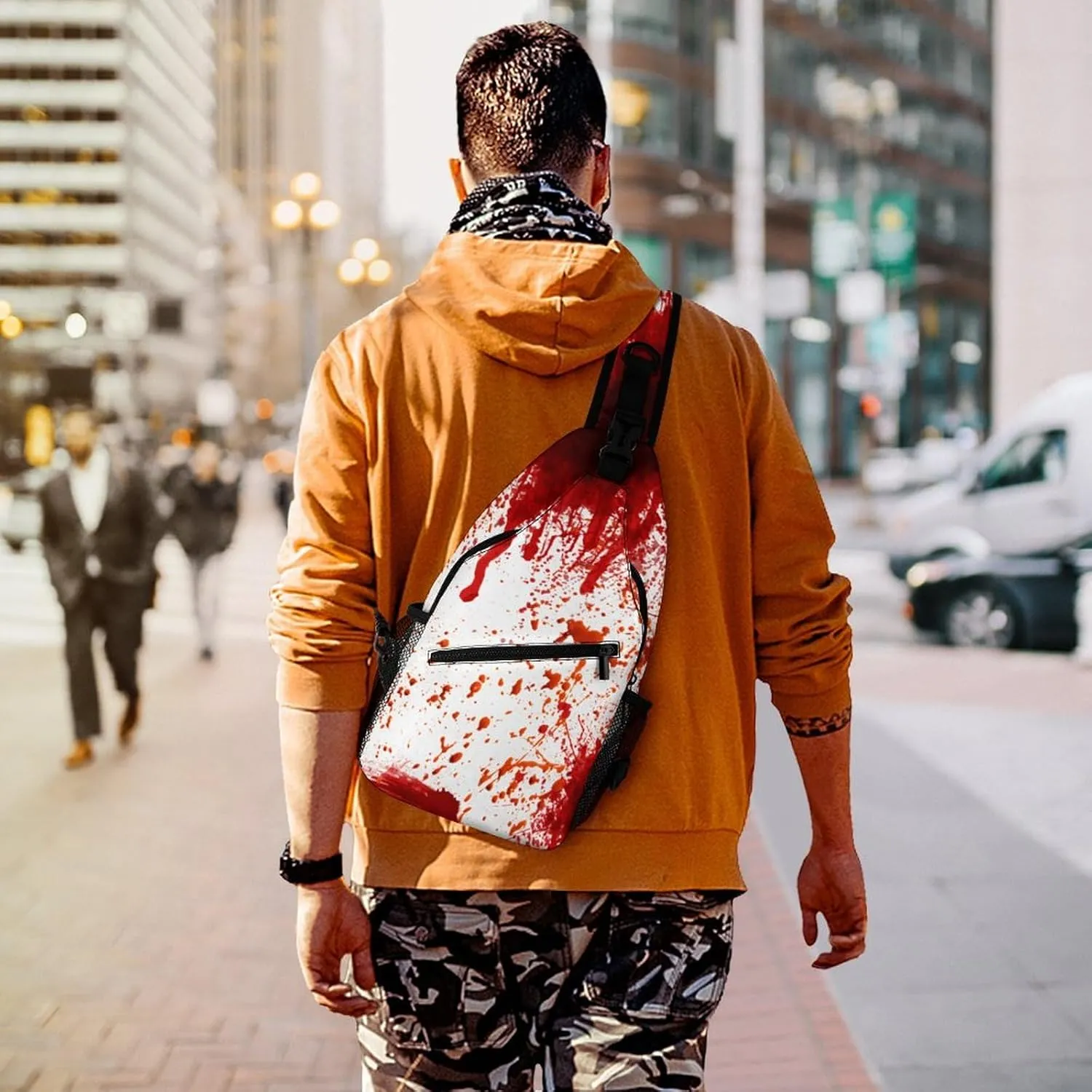 Blood Splatter Horror A Spacious And Large Capacity Portable Adjustable Chest Bag
