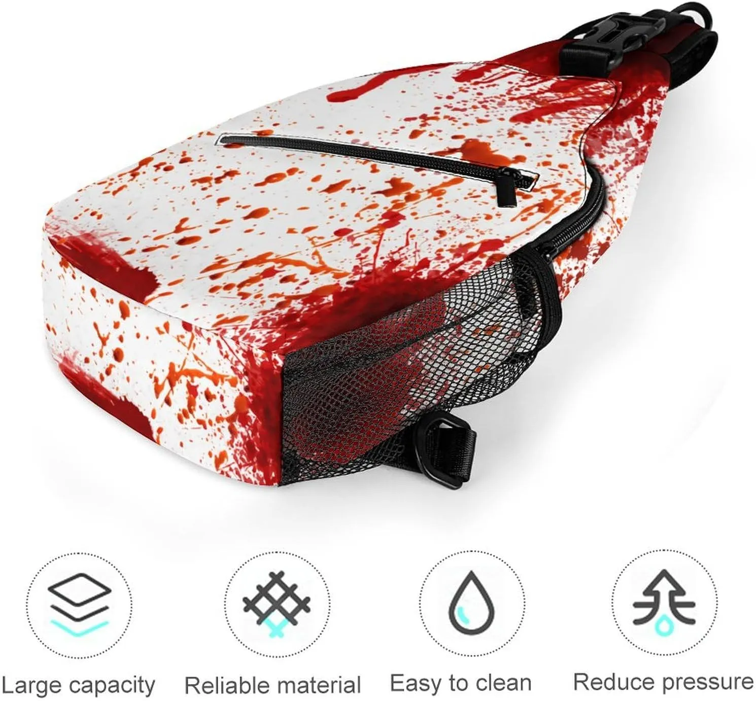 Blood Splatter Horror A Spacious And Large Capacity Portable Adjustable Chest Bag