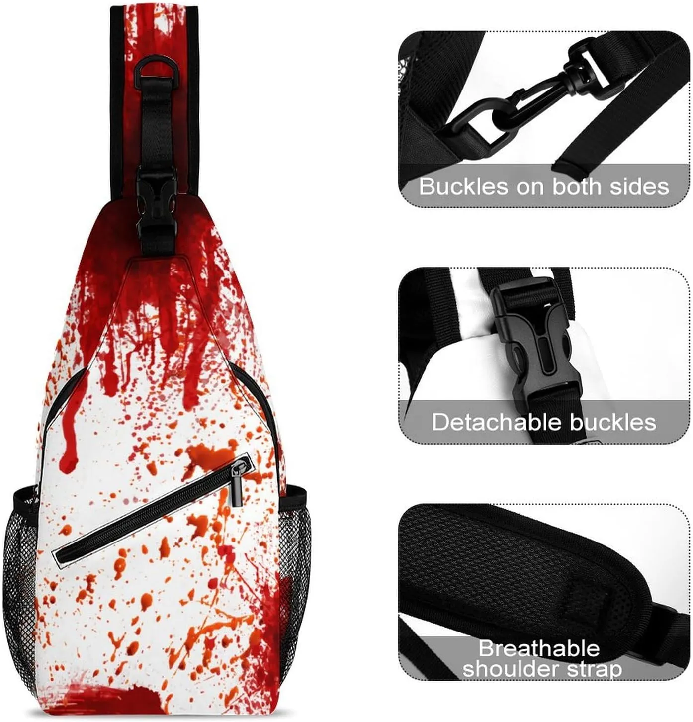 Blood Splatter Horror A Spacious And Large Capacity Portable Adjustable Chest Bag