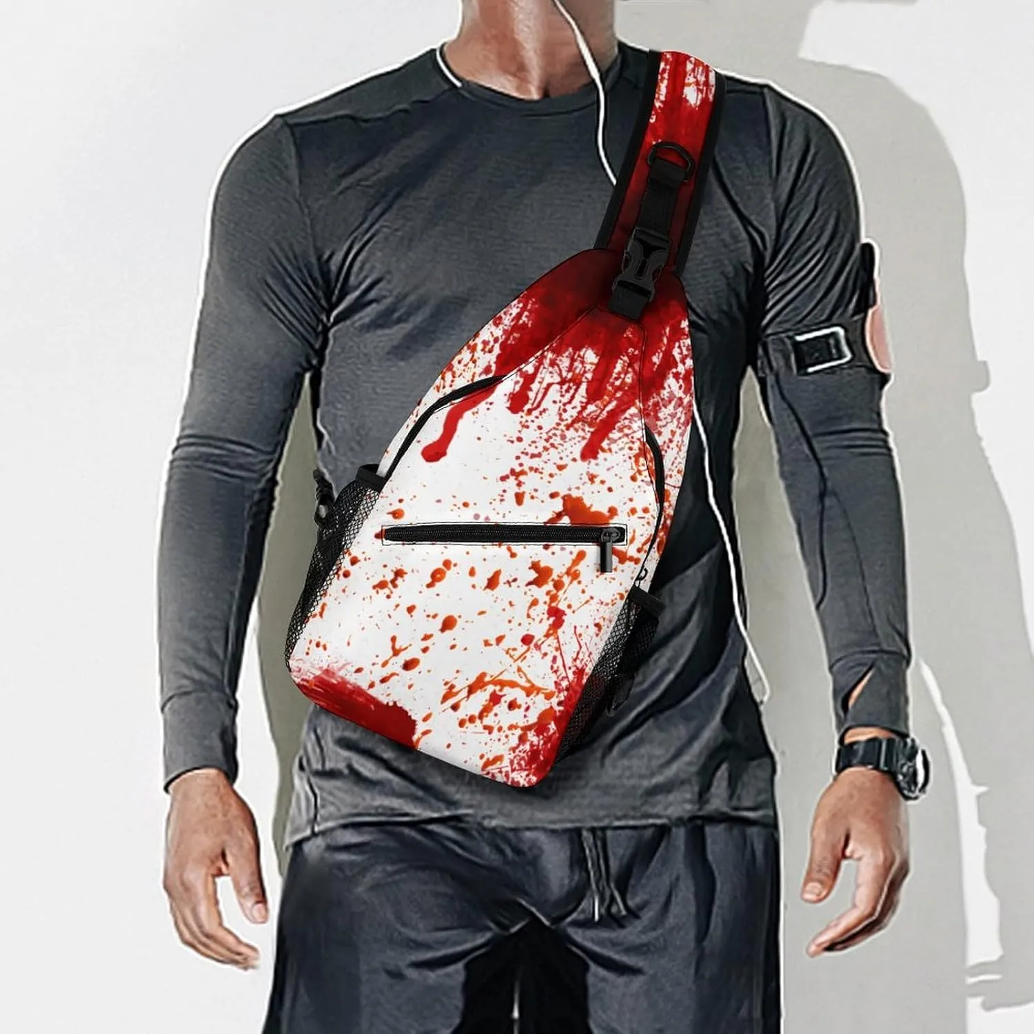 Blood Splatter Horror A Spacious And Large Capacity Portable Adjustable Chest Bag