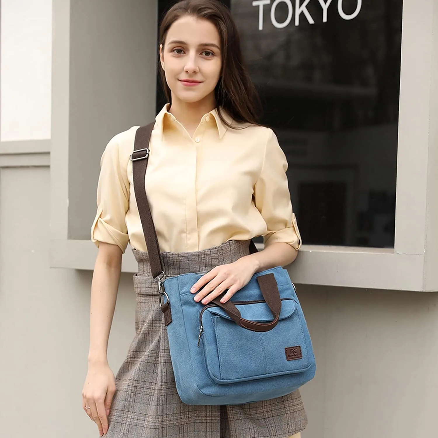 Blostirno Women's Casual Tote Purse Bag Shoulder Crossbody Large Capacity Nylon Top Handle Daily Handbag Work Bags