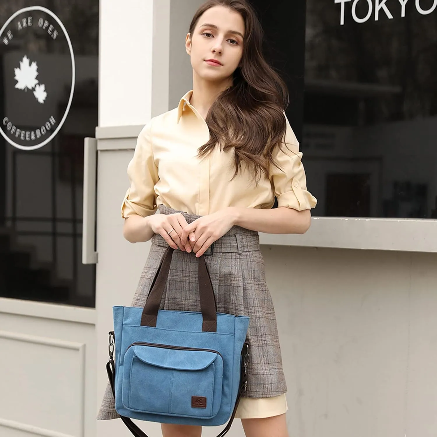 Blostirno Women's Casual Tote Purse Bag Shoulder Crossbody Large Capacity Nylon Top Handle Daily Handbag Work Bags