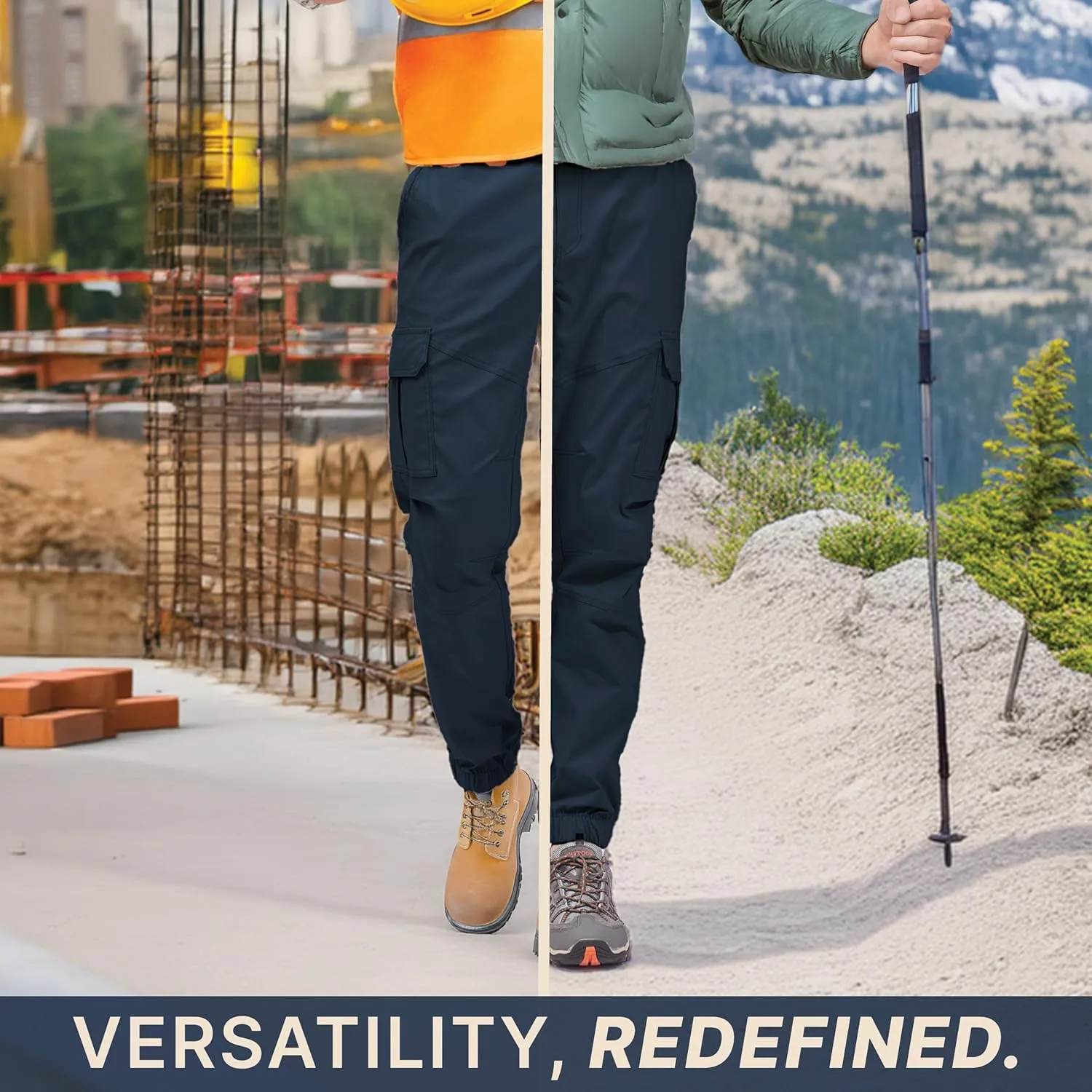BLUE CHILL Mens Cargo Joggers – Slim Fit, Stretch Comfort, Water-Resistant, 7 Pockets, Lightweight for Hiking & Travel