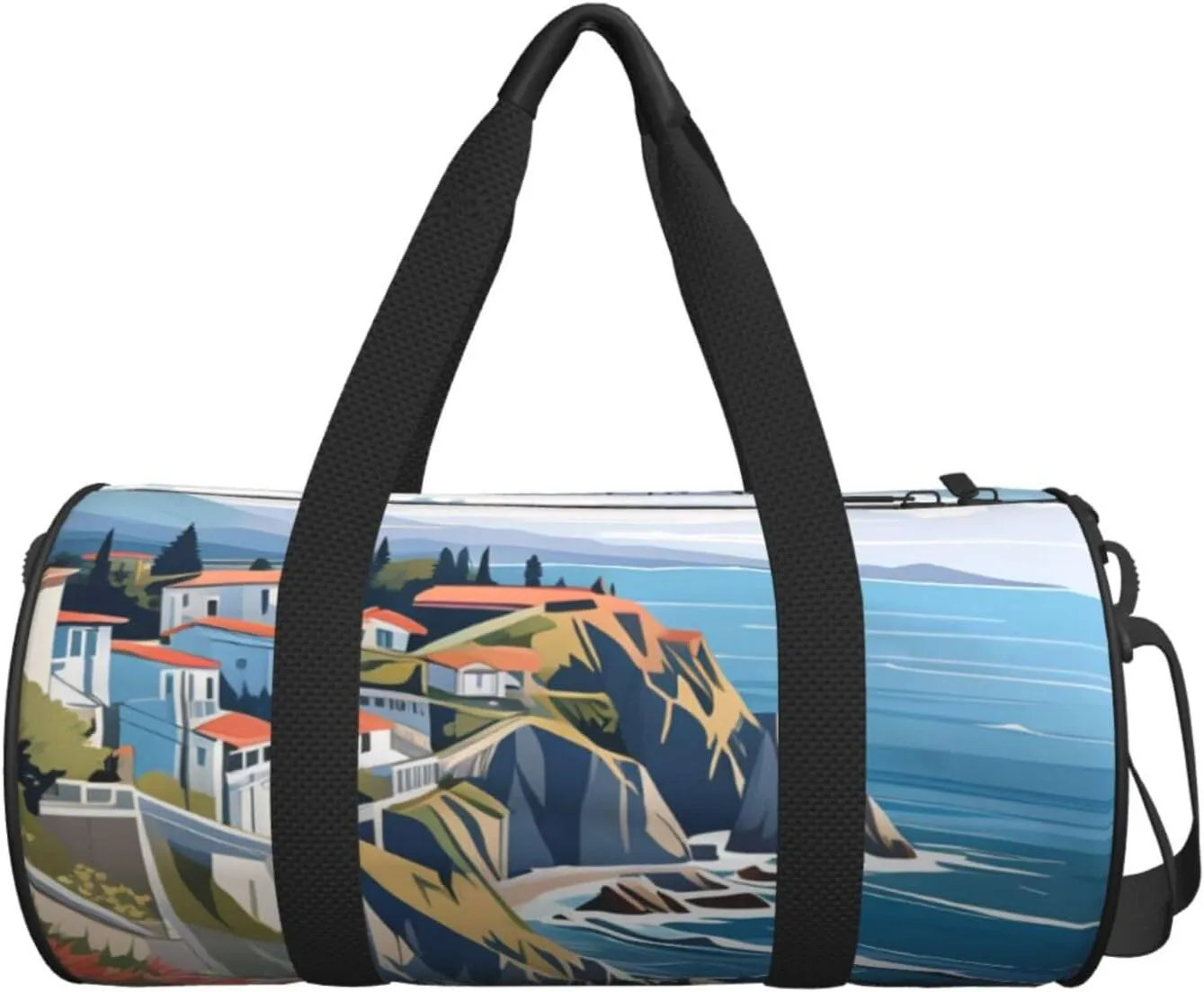 Blue Ocean Sea Printed Travel Bag,Round Personal Item Storage bag,Foldie Duffel Bag for Traveling Vacation,Fitness,Sports
