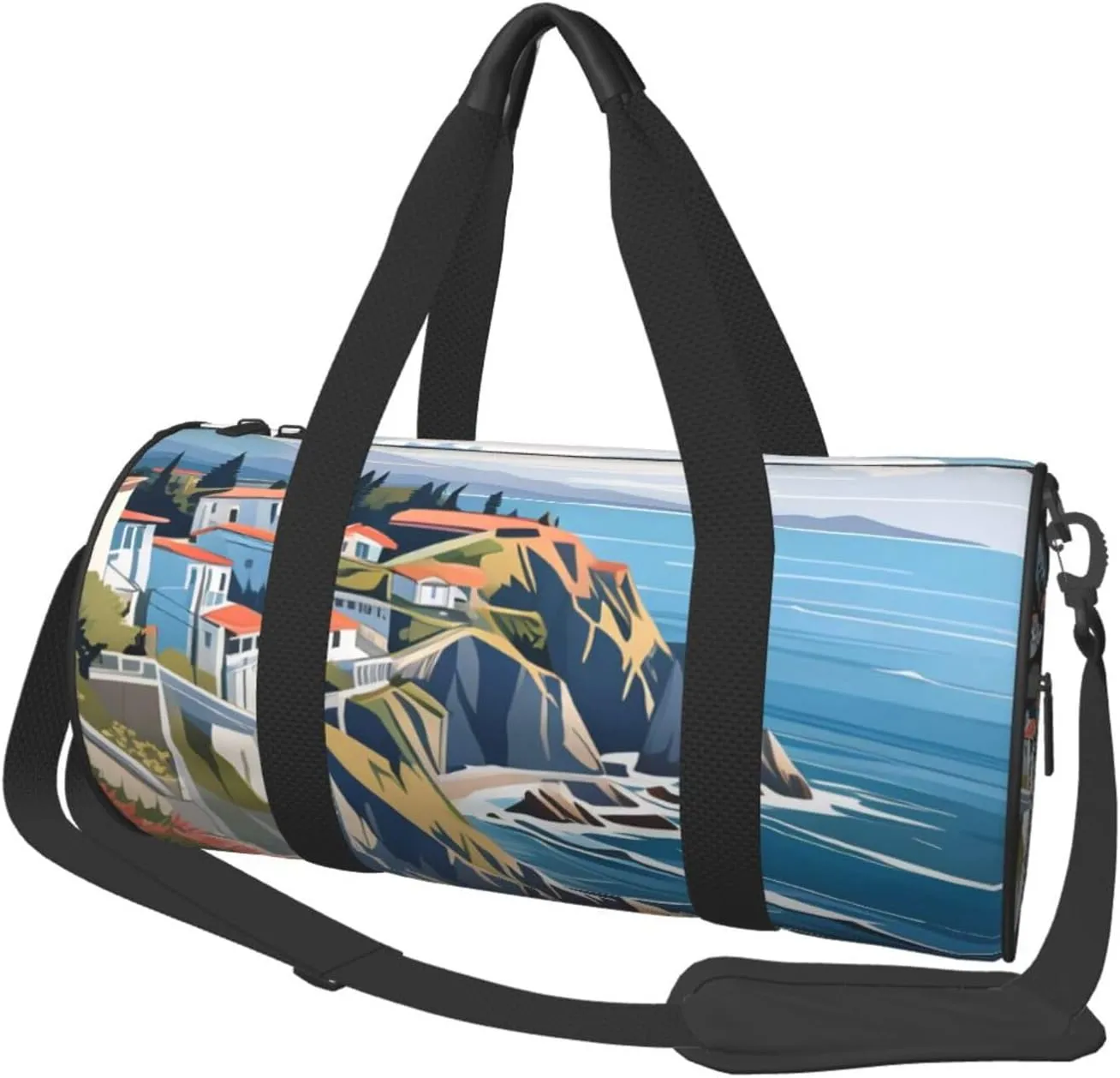 Blue Ocean Sea Printed Travel Bag,Round Personal Item Storage bag,Foldie Duffel Bag for Traveling Vacation,Fitness,Sports