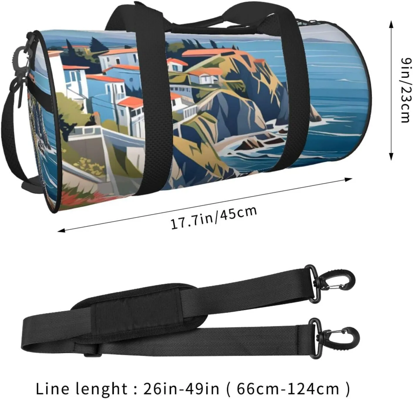 Blue Ocean Sea Printed Travel Bag,Round Personal Item Storage bag,Foldie Duffel Bag for Traveling Vacation,Fitness,Sports