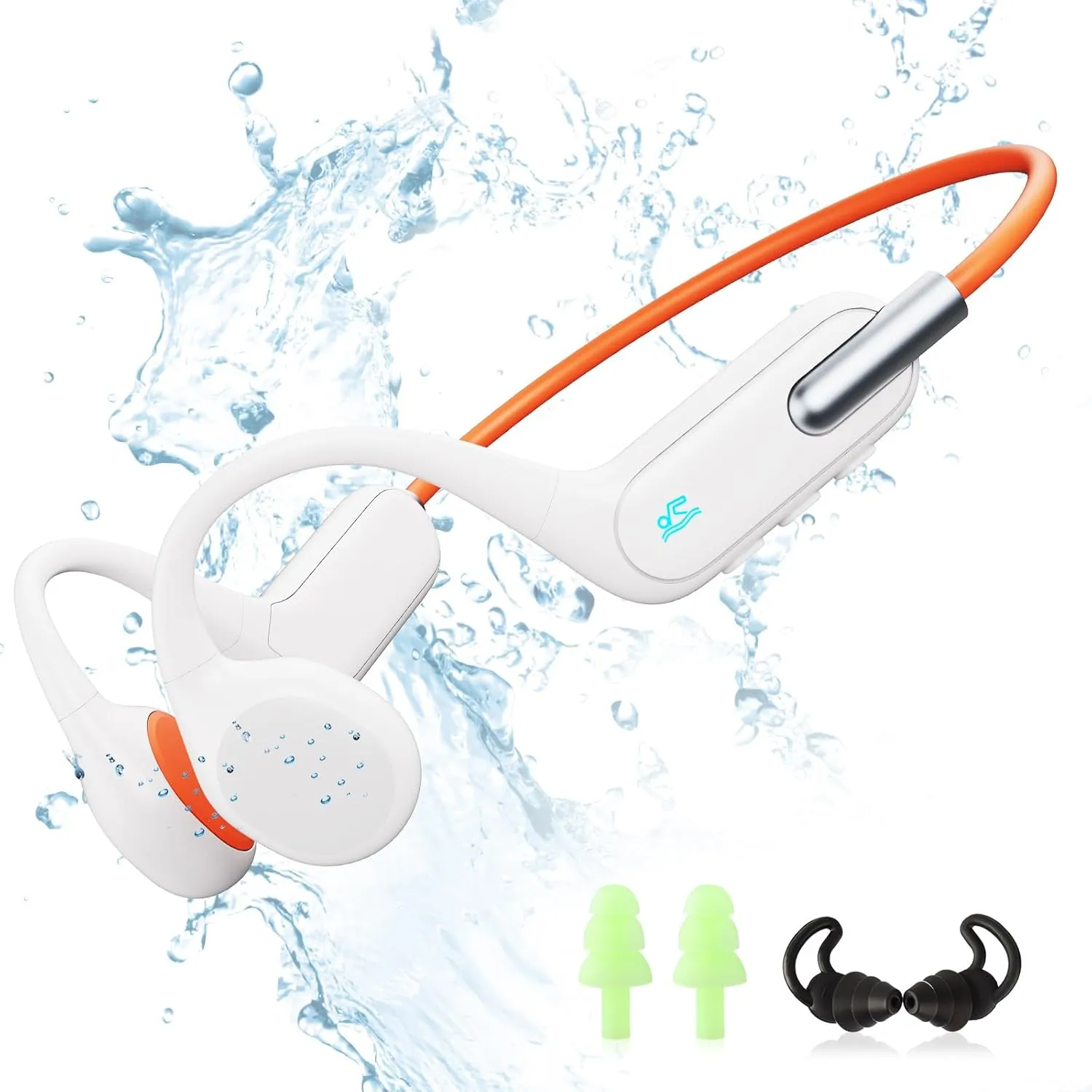 Bone Conduction Headphones IPX8 Waterproof Swimming Headphones Wireless Bluetooth 5.3 earphones Built-in 32G Open Ear Sports Headset with MP3 Player for Underwater, Running, Cycling and Hiking