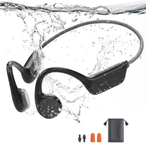Bone Conduction Headphones Swimming, IPX8 Professional Waterproof Headphones Swimming Built-in 32G Memory, Open Ear Wireless Bluetooth 5.4 Underwater Earbuds with Mic for Running, Cycling, Workout