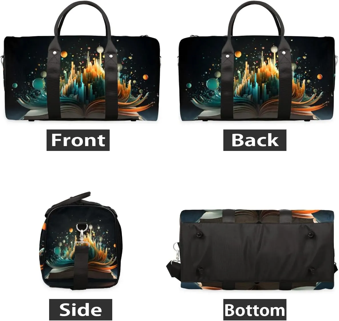 Book Galaxy Print Travel Duffel Bag for Women Men Waterproof Foldable Overnight Weekender Bag Large Capacity Sports Gym Bag