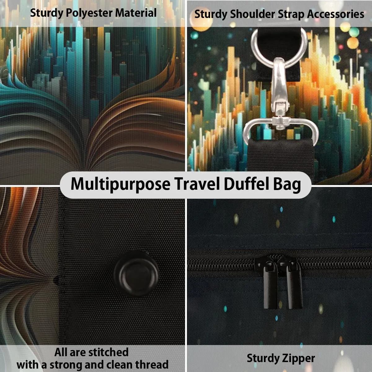 Book Galaxy Print Travel Duffel Bag for Women Men Waterproof Foldable Overnight Weekender Bag Large Capacity Sports Gym Bag