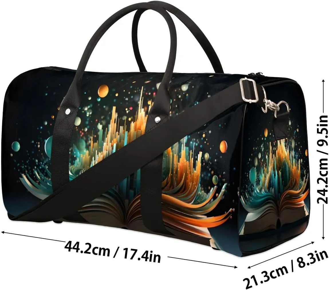 Book Galaxy Print Travel Duffel Bag for Women Men Waterproof Foldable Overnight Weekender Bag Large Capacity Sports Gym Bag