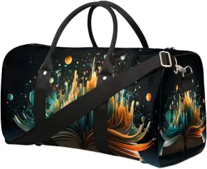 Book Galaxy Print Travel Duffel Bag for Women Men Waterproof Foldable Overnight Weekender Bag Large Capacity Sports Gym Bag