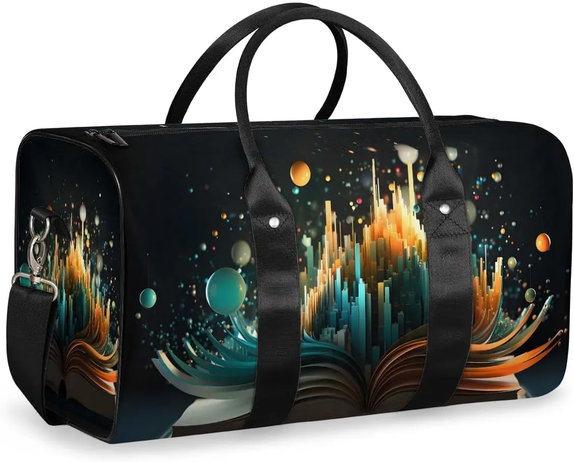 Book Galaxy Print Travel Duffel Bag for Women Men Waterproof Foldable Overnight Weekender Bag Large Capacity Sports Gym Bag