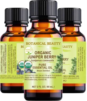 Botanical Beauty Organic Juniper Berry Essential Oil 100% Pure Therapeutic Grade, Premium Quality, Undiluted. 2 Fl Oz - 60 ml