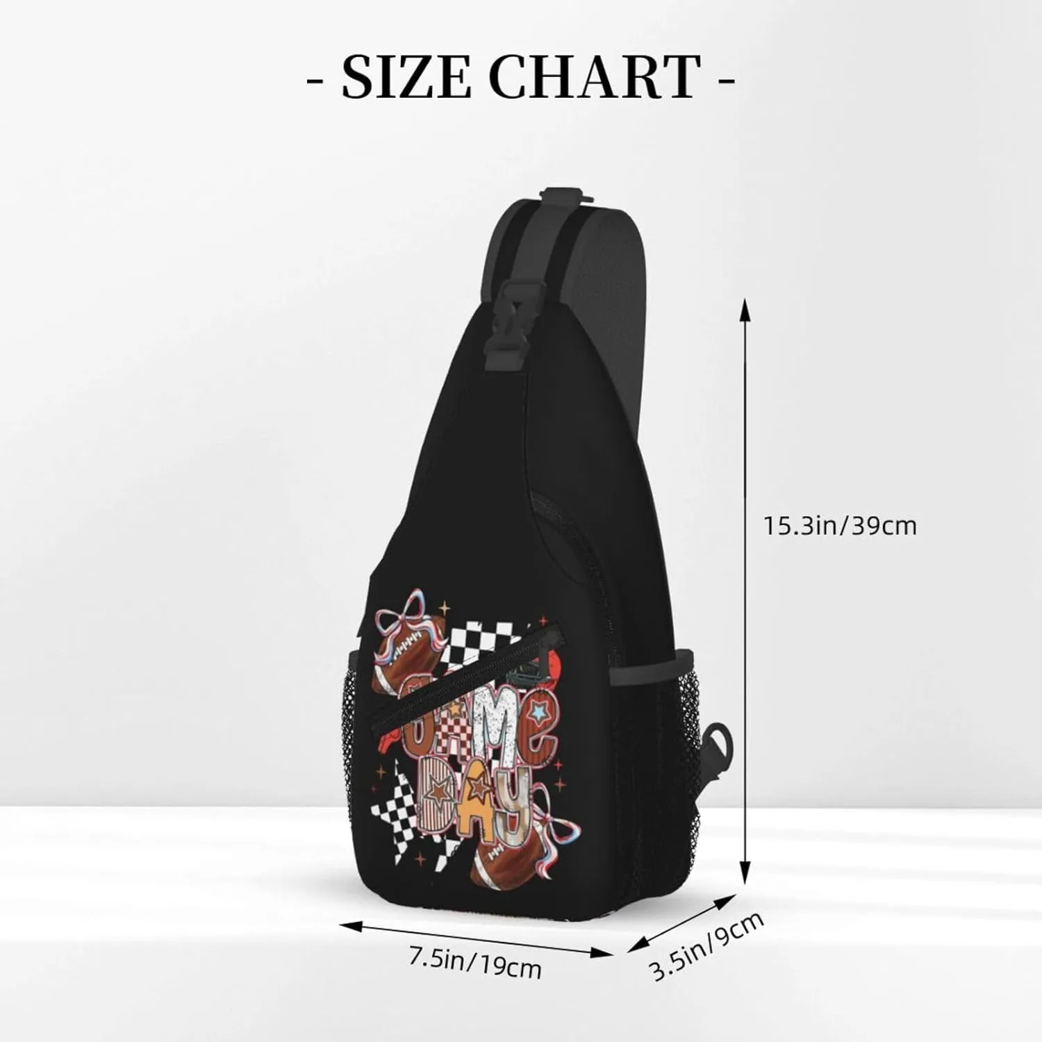 Bow Football Game Day Crossbody Bag Adjustable Sling Bag Casual Chest Bags Travel Shoulder Backpack