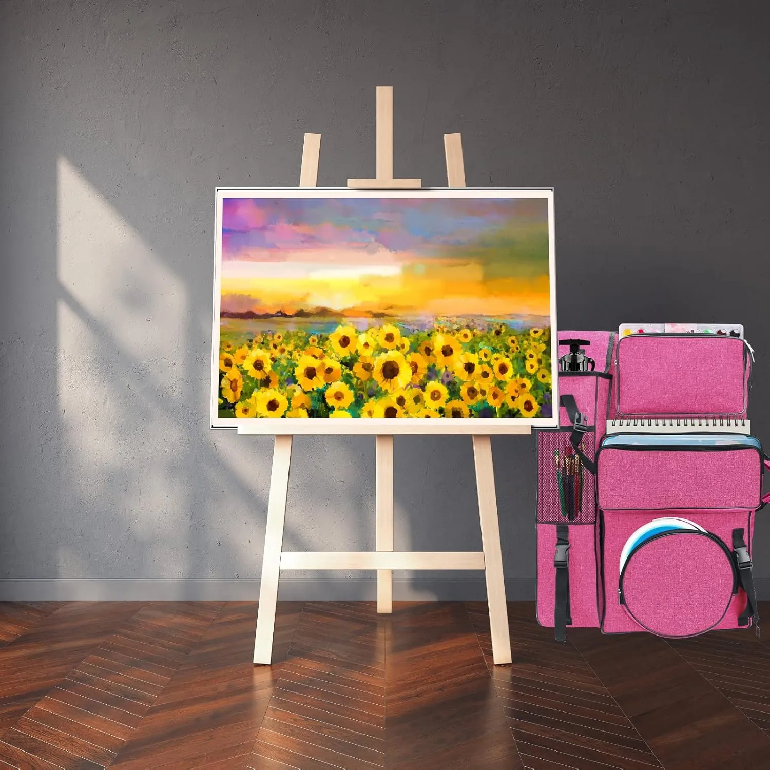 Boyistar Art Portfolio Carry Bag 20" x 26", Canvas Art Portfolio Backpack Traveling Outdoor Drawing Portfolio Case Large Capacity Artist Carrying Bag/Tote Bag for Drawing Board, Screen, Accessories
