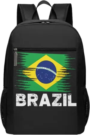 Brazil Flag Casual Backpacks Sports Backpack Large Capacity Travel Rucksack Laptop Daypack with Multi-Pockets Adjustable Strap Work Bag for Hiking