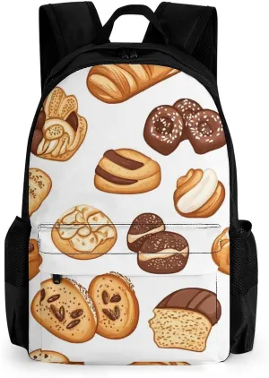 Breads And Pastries Fashion Backpack Light Weight Daily Travel Hiking Laptop Shoulder Bag