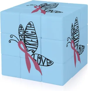 Breast Cancer Butterfly Funny 3x3x3 Cube Smooth Lightweight Puzzle for Adult Graphic Printing Travel