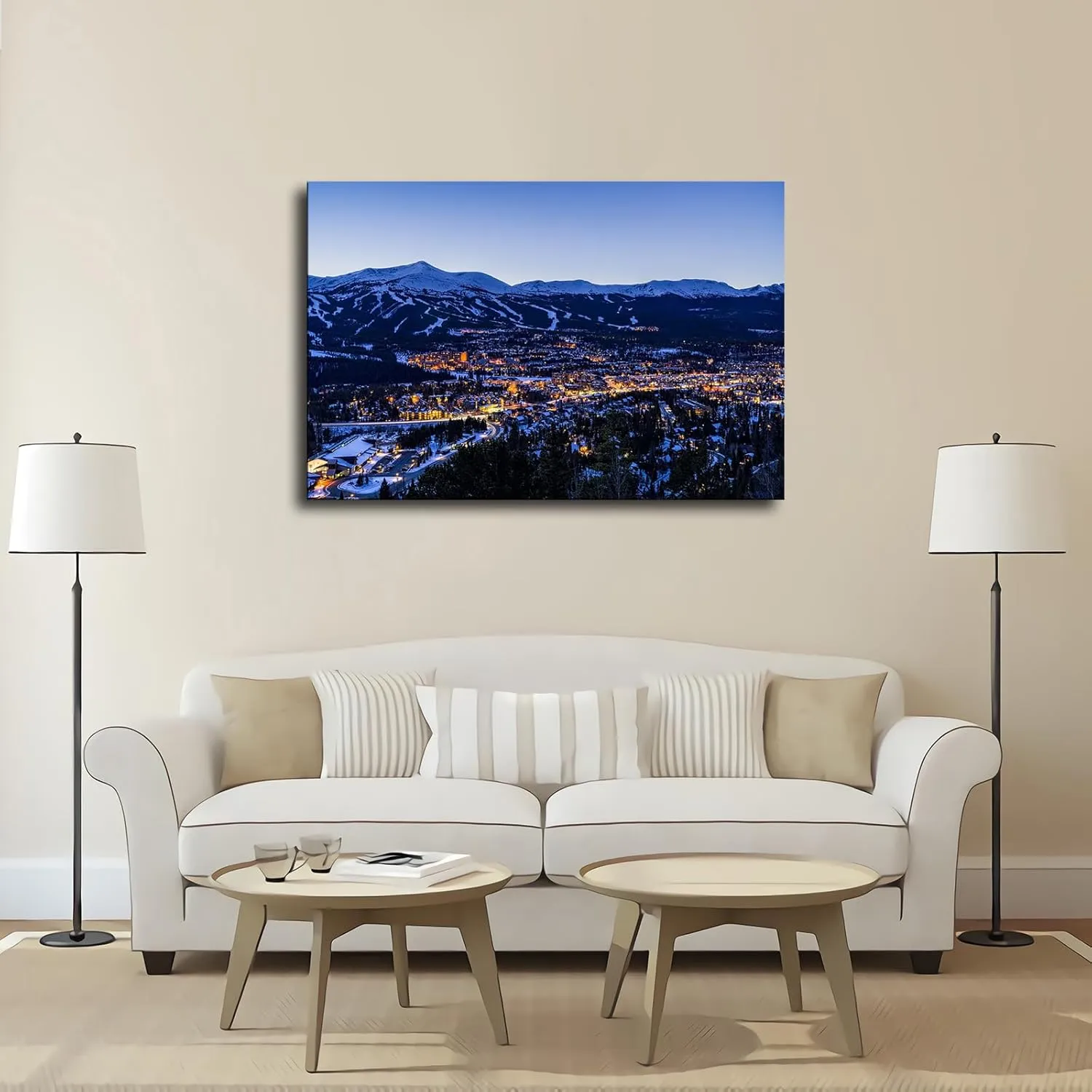 Breckenridge Colorado Winter Dusk Ski Runs Canvas Art Poster Wall Art Print Modern Unique Family Bedroom Living Room Decor (Unframed,16x24inch)