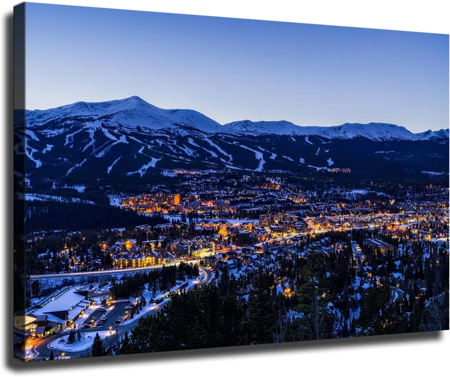 Breckenridge Colorado Winter Dusk Ski Runs Canvas Art Poster Wall Art Print Modern Unique Family Bedroom Living Room Decor (Unframed,16x24inch)