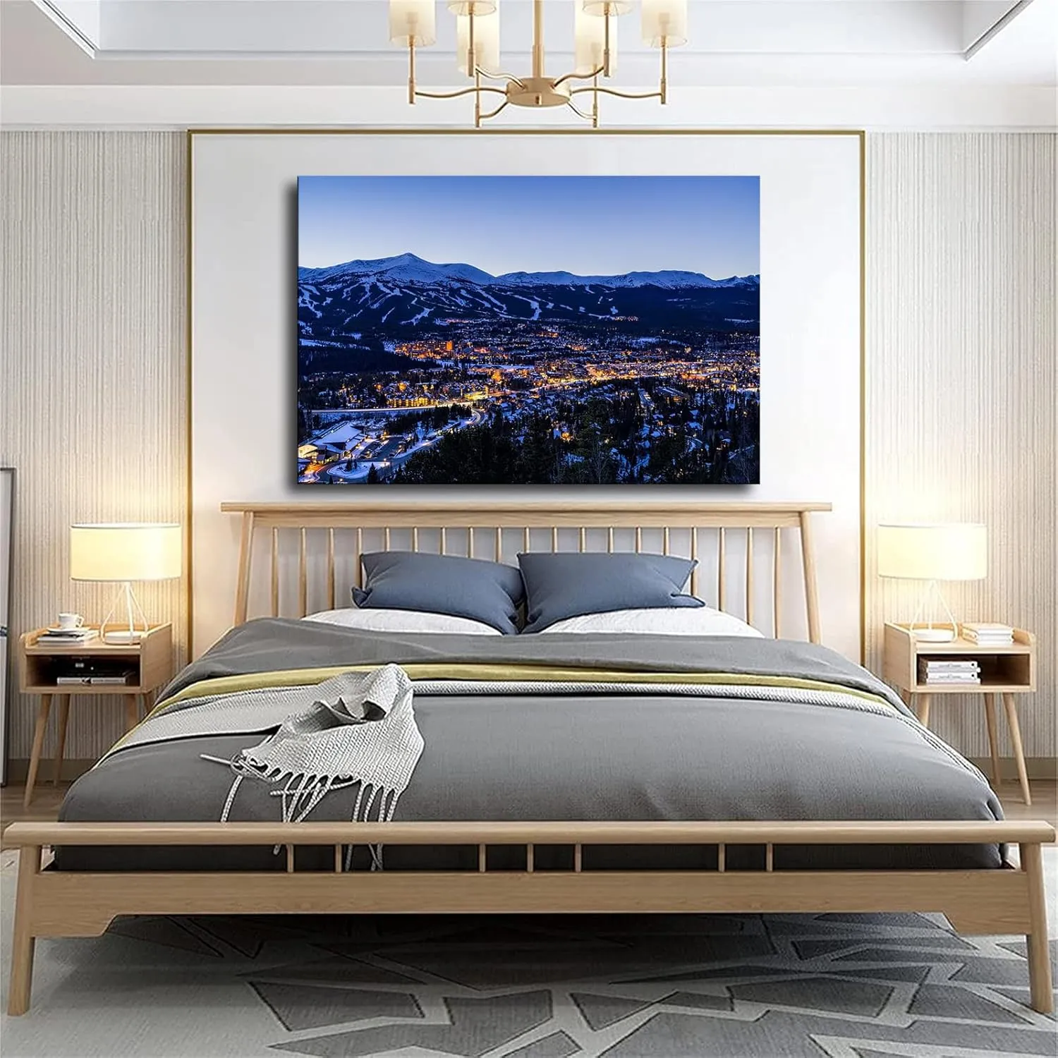 Breckenridge Colorado Winter Dusk Ski Runs Canvas Art Poster Wall Art Print Modern Unique Family Bedroom Living Room Decor (Unframed,16x24inch)
