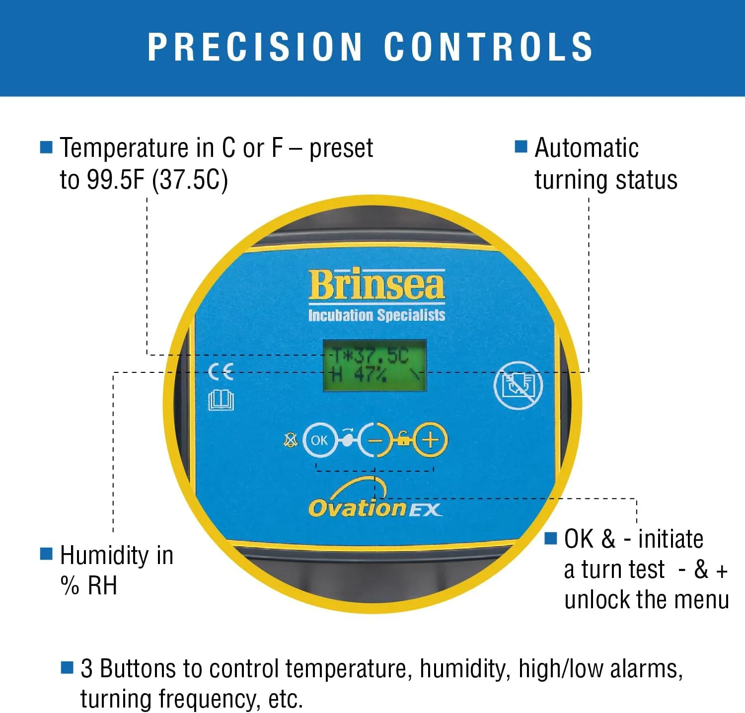 Brinsea Ovation 28 EX Egg Incubator With Automatic Humidity Control and Egg Turning for Hatching 28 Chicken, Duck, Other Bird Eggs, Precision Digital Controls, Temperature Alarms