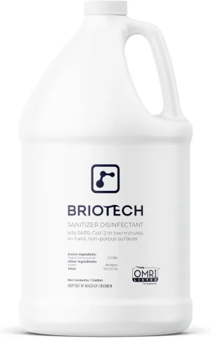 BRIOTECH Sanitizer Disinfectant Hypochlorous Spray, Kills 99.99% of Viruses & Bacteria, Eliminate Odor, Gentle for Nurseries & Play Rooms, Rinse Free Food Contact Surface Sanitizer, 1 Gal Refill
