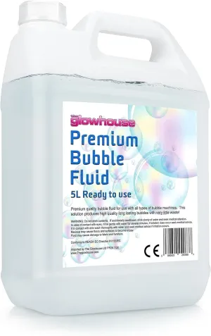 Bubble Fluid Solution - Large 169 oz/5l Bottle - Perfect Bubbles for Bubble Machine, High-Efficiency Bubble Solution for Machine, No-Waste Giant Bubble Liquid with Wands
