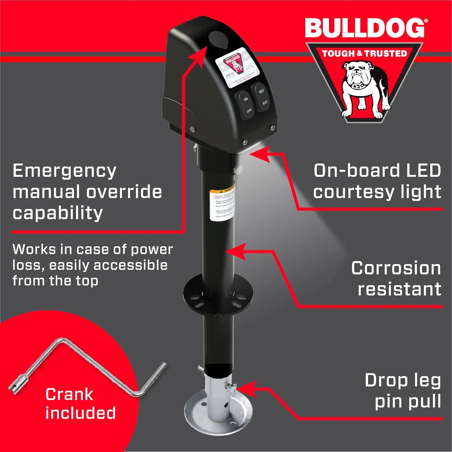 Bulldog 500187 Black A-Frame Jack with Powered Drive, 3,500 lbs.