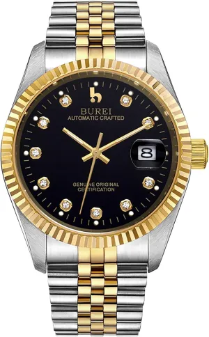 BUREI Men's Luxury Automatic Watch Fashion Waterproof Mechanical Watch, Adjustable Stainless Steel Two Tone Strap,Gift for Men
