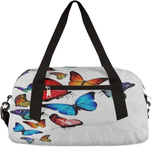 Butterflies Kids Duffel Bag for Girls Boys Teens, Oil Painting Dance Bag Overnight Small Duffel Bag Carry On Weekend Sports Gym Travel Bag for School Practice Gymnastics Ballet