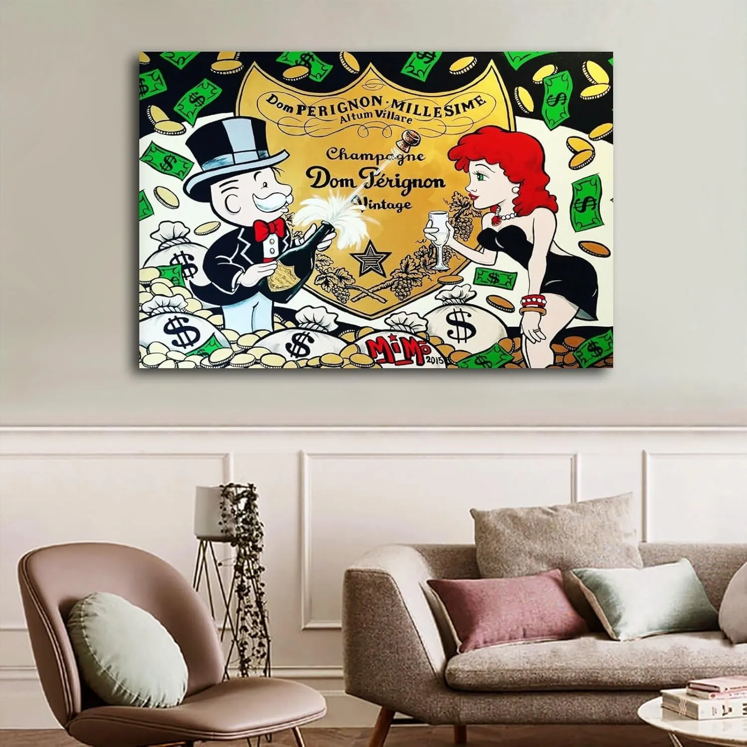 BUUTUUCE Alec-Monopolys Dom Perignon Canvas Art Poster And Wall Art Picture Print Modern Family Bedroom Decor Posters 24x36inch(60x90cm)