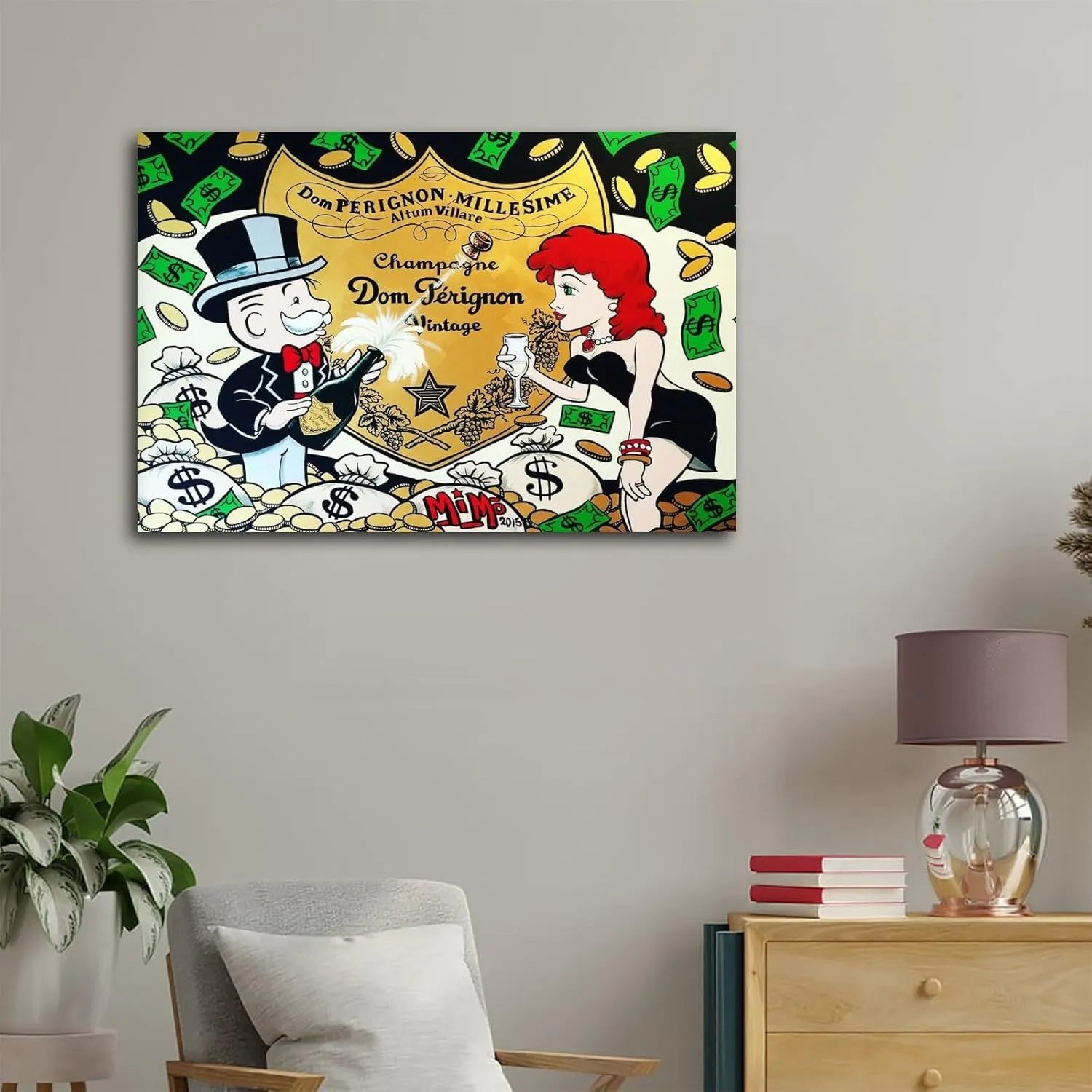 BUUTUUCE Alec-Monopolys Dom Perignon Canvas Art Poster And Wall Art Picture Print Modern Family Bedroom Decor Posters 24x36inch(60x90cm)