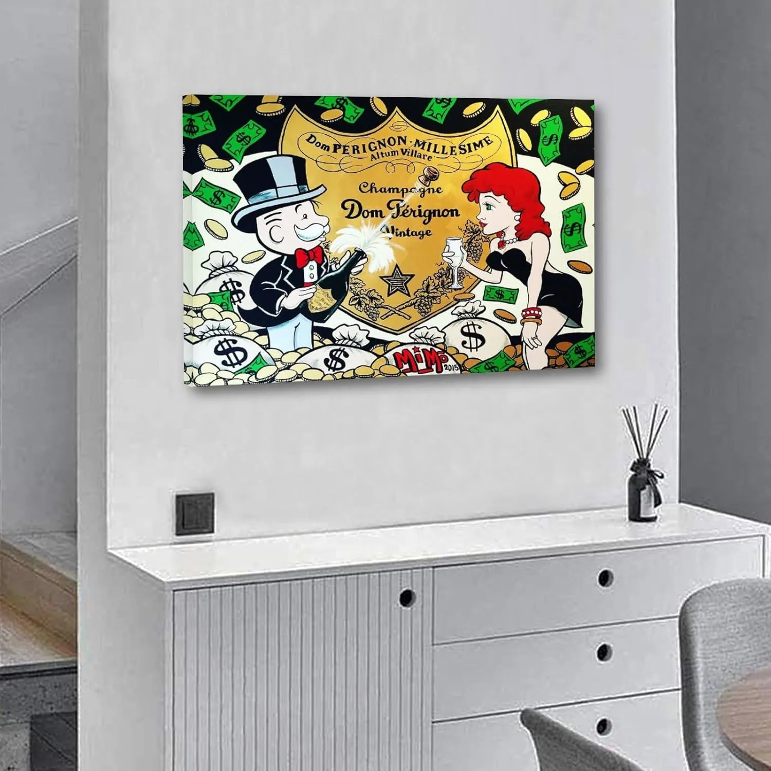 BUUTUUCE Alec-Monopolys Dom Perignon Canvas Art Poster And Wall Art Picture Print Modern Family Bedroom Decor Posters 24x36inch(60x90cm)