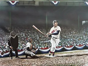BUY ART FOR LESS Officially Licensed Ted Williams Swing By Darryl Vlasak Wrapped Canvas Wall Art Decor - 16 x 12 Inch