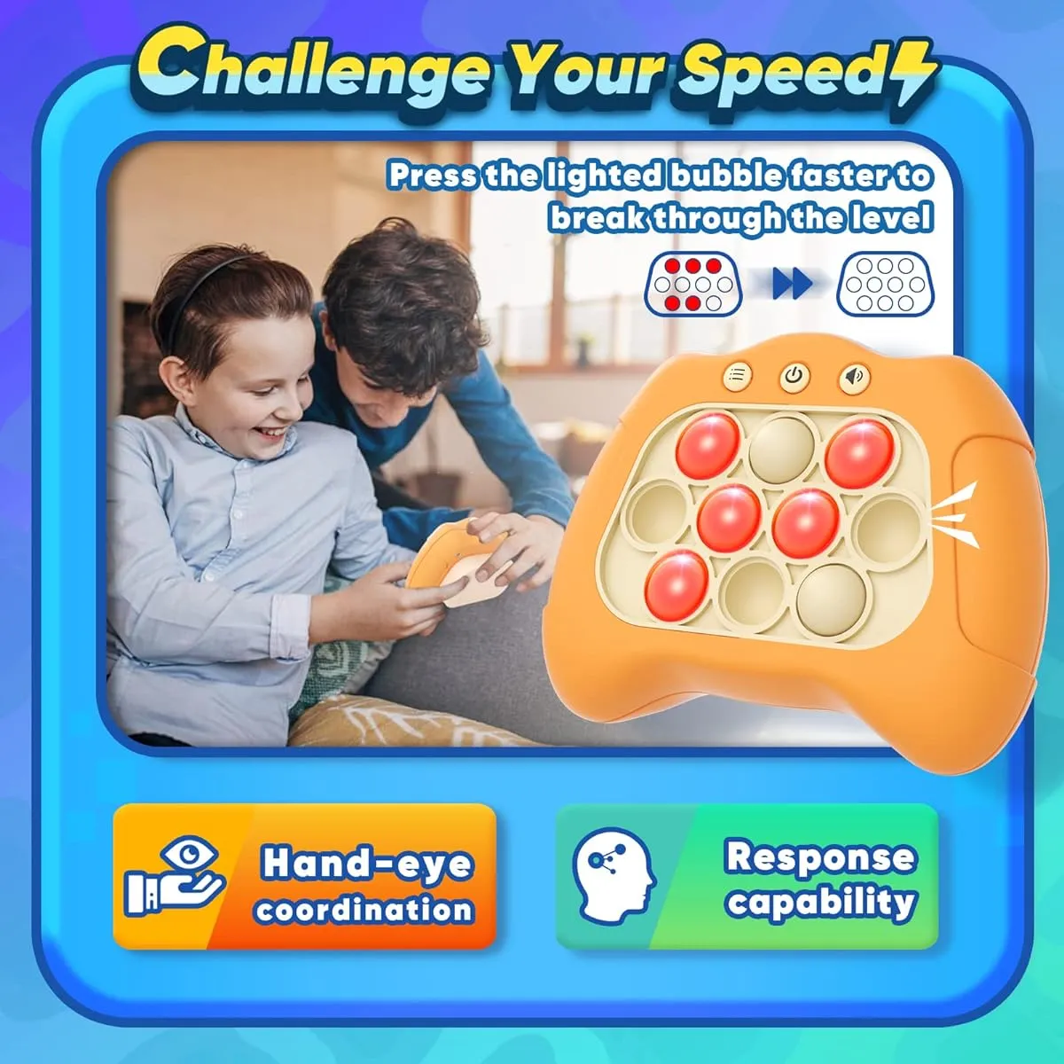 Byserten Handheld Game for Kids 6-12 Years Old with Lights and Sounds, Sensory Fidget Toy for Kids 8-12 Years Old, Birthday Gift for 6 7 8 9 Year Old Girls & Boys & Teens, Orange