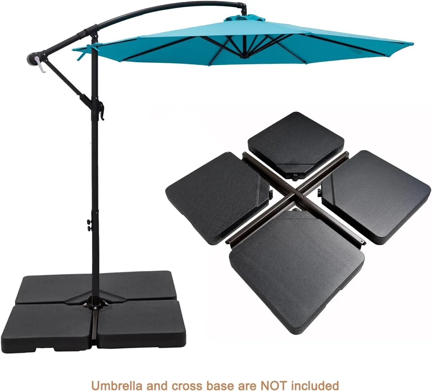 C-Hopetree 256 lb Heavy Duty Base Weights Stand for Offset Cantilever Outdoor Patio Umbrella, 4 Piece Set, Black