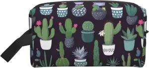 Cactus Succulent Plant Print Travel Toiletry Organizer Bag, Large Capacity Storage For Cosmetics, Toiletries
