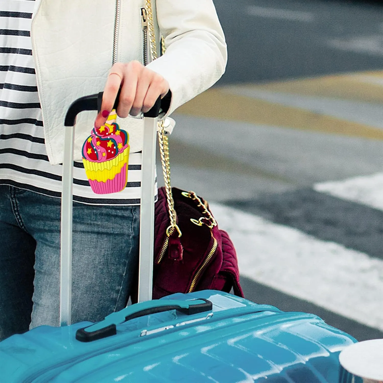 Cake 2 Pack Silicone Luggage Tag Baggage Handbag School Bag Suitcase Tags Cute Cruise ID Lable Identifiers