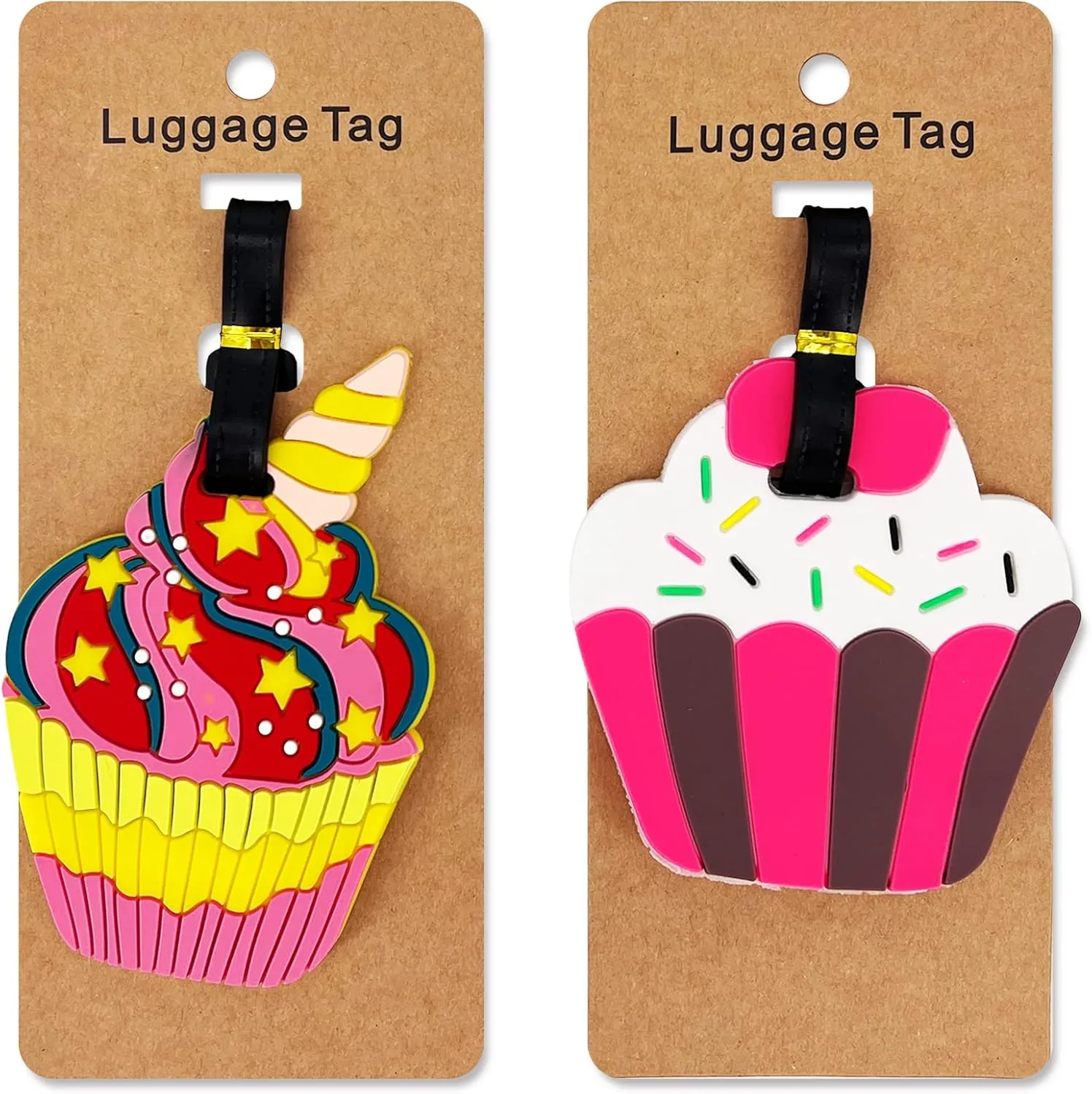 Cake 2 Pack Silicone Luggage Tag Baggage Handbag School Bag Suitcase Tags Cute Cruise ID Lable Identifiers