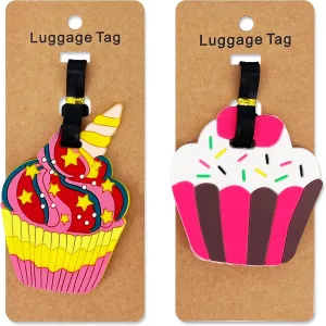 Cake 2 Pack Silicone Luggage Tag Baggage Handbag School Bag Suitcase Tags Cute Cruise ID Lable Identifiers