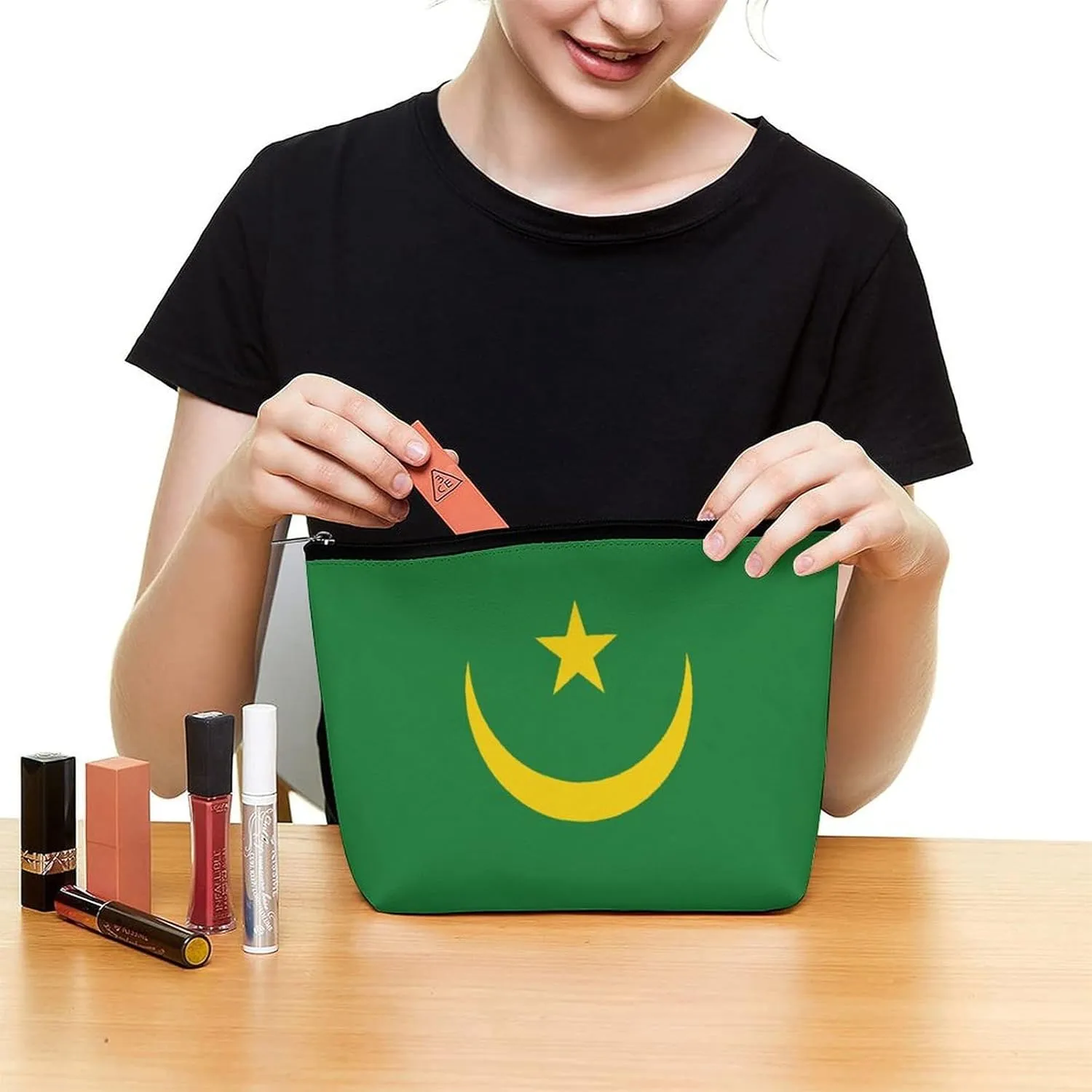 Calculay Flag of Mauritania Makeup Bag Portable Travel Large -capacity Storage Bag