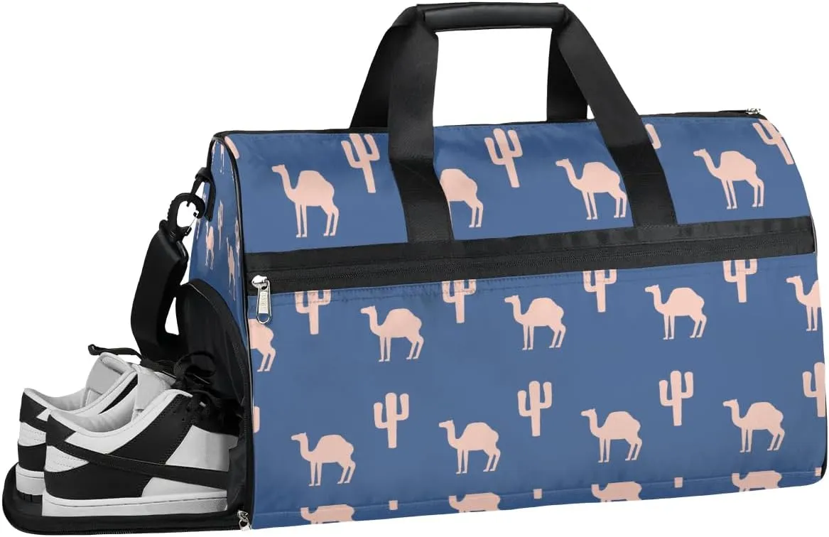 Camels Cute Decor Gym Bag for Women Duffle with Shoes Compartment Men Weekender Duffel Bags for Travel Sports Swimming Overnight Dance