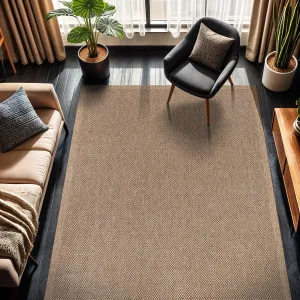 CAMILSON Easy Jute Rug 6x9, Indoor Outdoor Natural Color Fiber Area Rugs for Living Room Patio and Bedroom Rug Herringbone Seagrass Woven Design Easy-Cleaning, Washable Outside Carpet Alfombras 6 x 9
