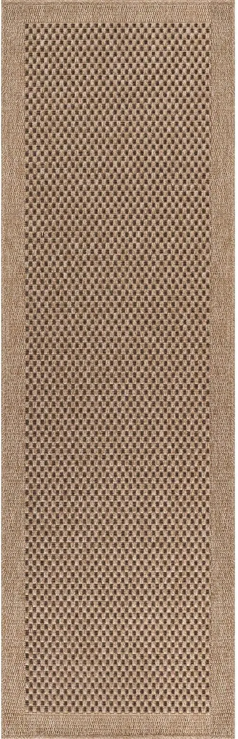CAMILSON Indoor and Outdoor Runner Rug Natural Sisal Boho Woven Design Easy-Cleaning Non Shedding Fiber Living Room Bedroom Garden Patio and Kitchen Washable Outside Carpet Alfombras (2x7)