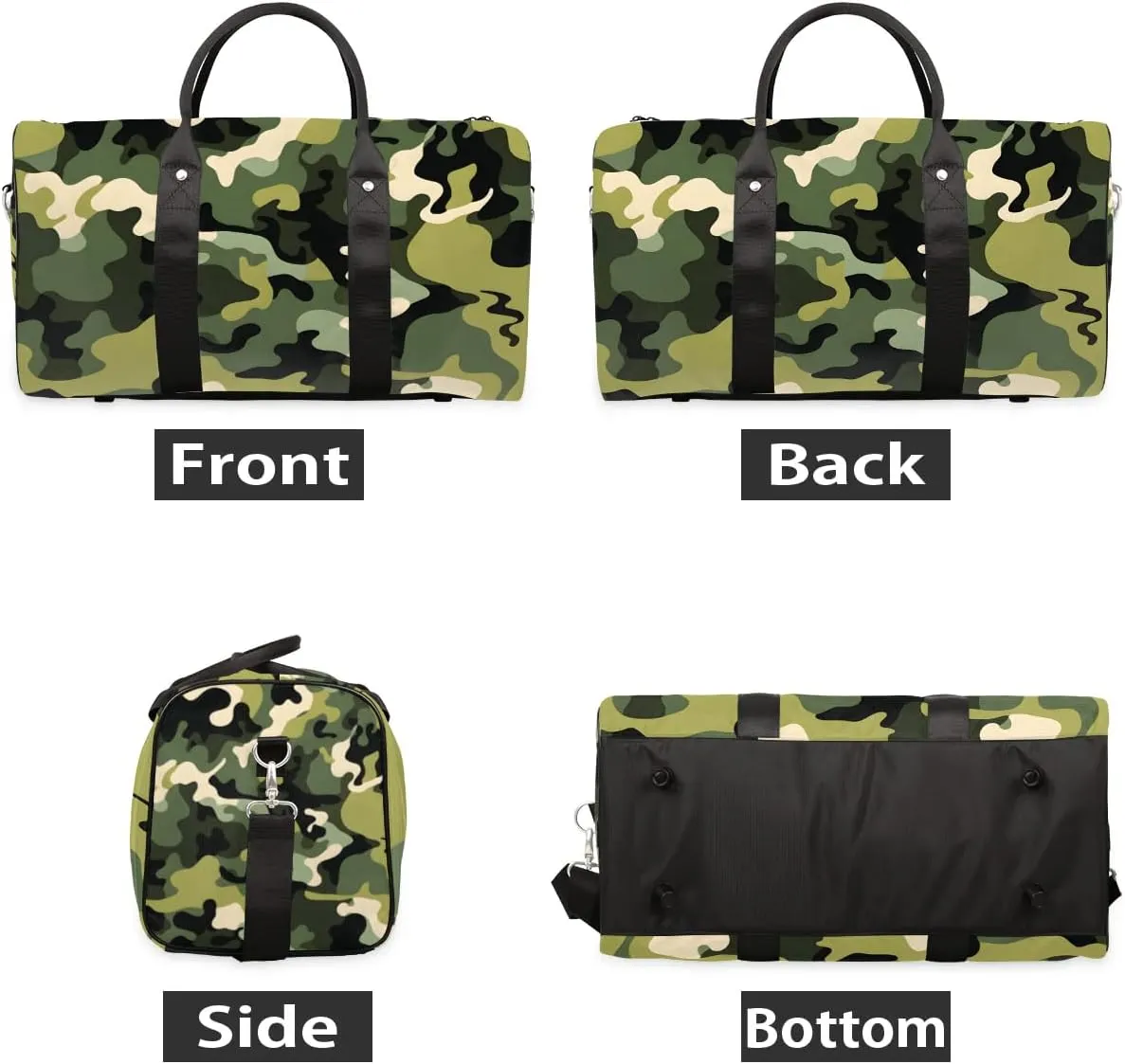 Camouflage Modern Camo Travel Duffel Bag for Women Men Waterproof Foldable Overnight Weekender Bag Large Capacity Sports Gym Bag