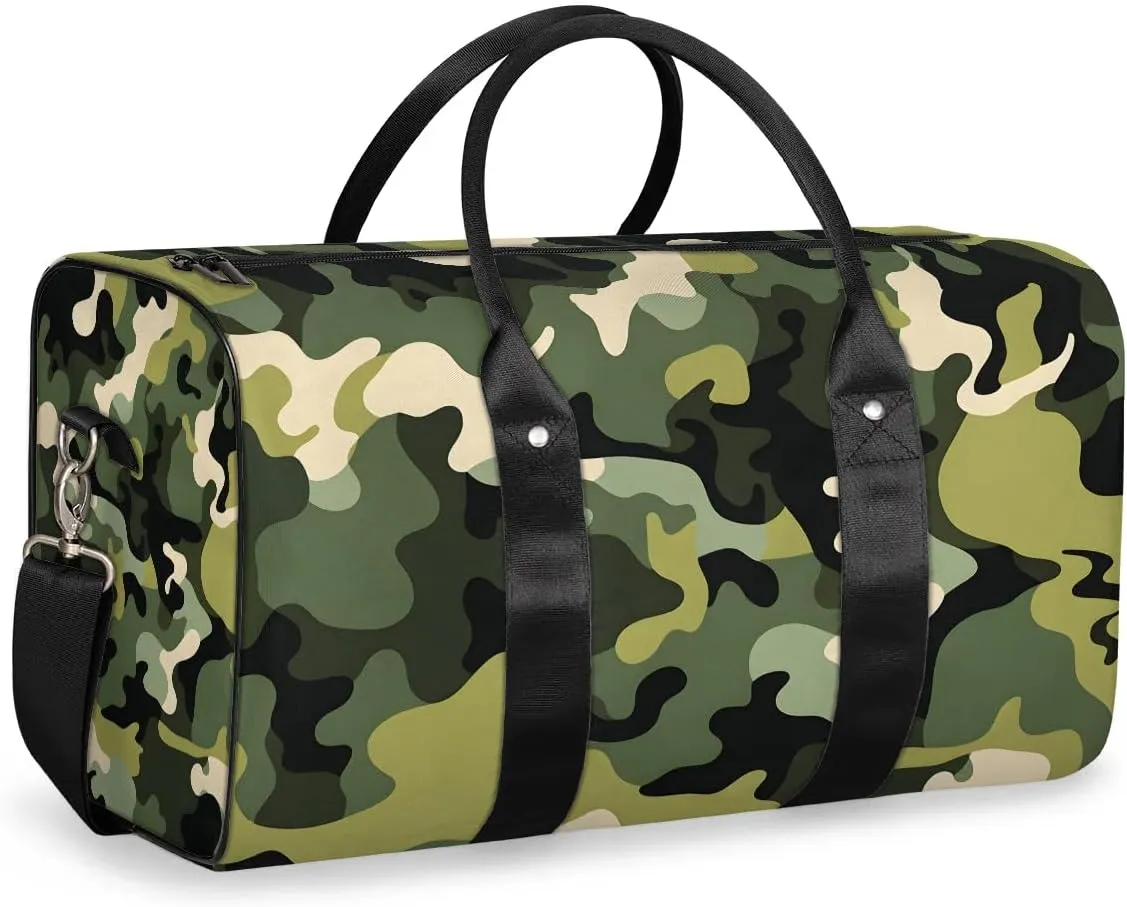 Camouflage Modern Camo Travel Duffel Bag for Women Men Waterproof Foldable Overnight Weekender Bag Large Capacity Sports Gym Bag