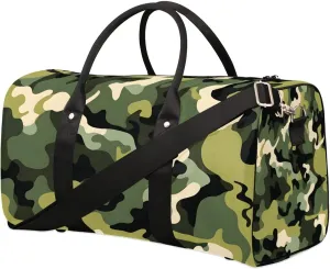 Camouflage Modern Camo Travel Duffel Bag for Women Men Waterproof Foldable Overnight Weekender Bag Large Capacity Sports Gym Bag